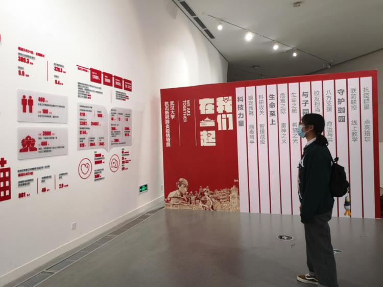 參觀“我們?cè)谝黄稹蔽錆h大學(xué)抗擊新冠肺炎疫情特展.jpg